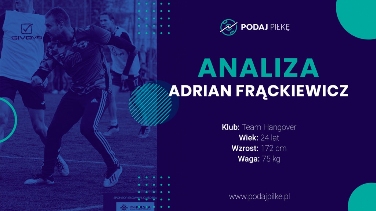 Analiza GPS Adrian Frąckiewicz - Liga Bobra PodajPiłkę.pl